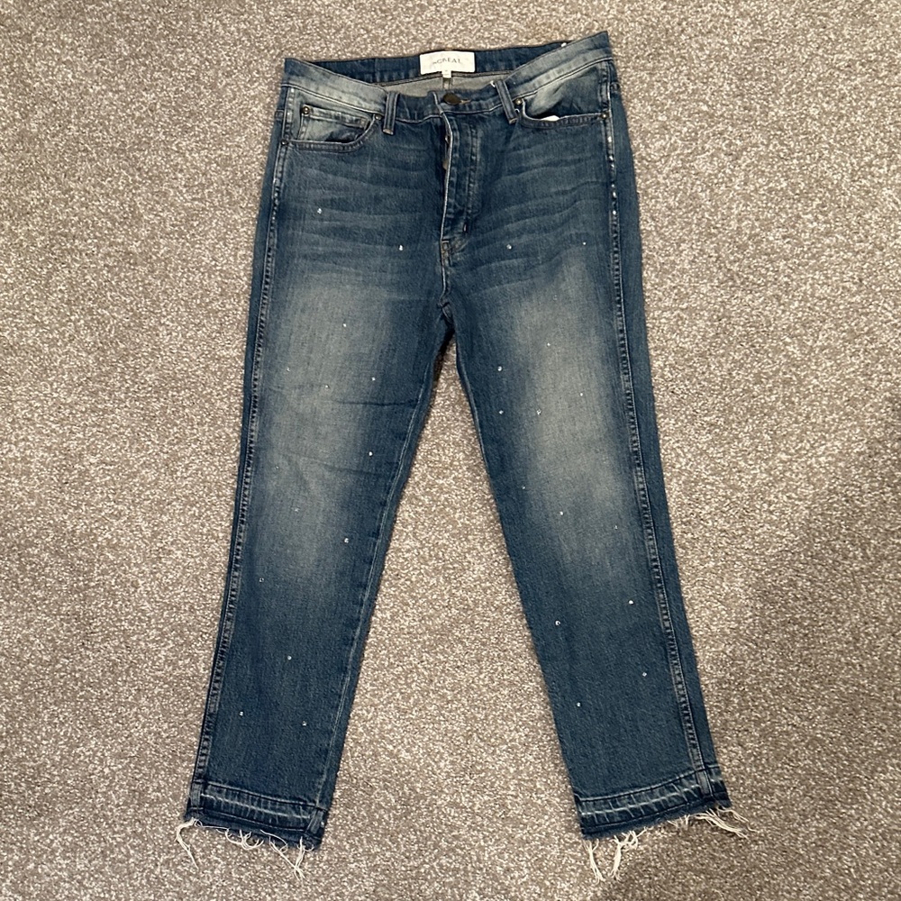 the GREAT Rhinestone Dark Blue Ankle Jeans